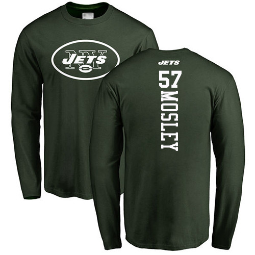 New York Jets Men Green C.J. Mosley Backer NFL Football #57 Long Sleeve T Shirt->nfl t-shirts->Sports Accessory